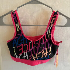Justice Youth Sports Bra Pink/Black Size12/14 NWT